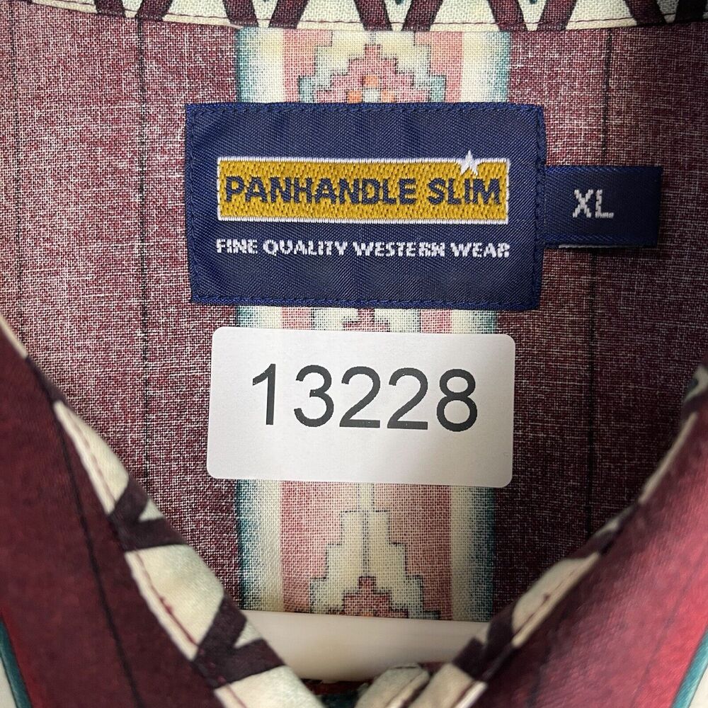 Panhandle Slim Shirt Mens Extra Large Red Western Long Sleeve Adult - Picture 11 of 11
